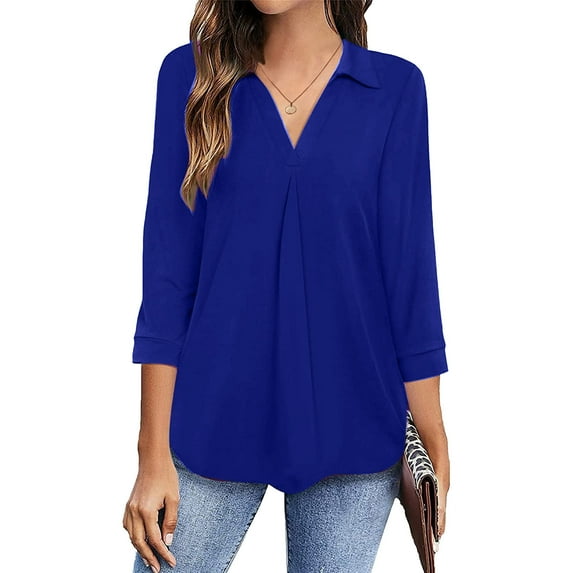 Oalirro Woman V Neck Three Quarter 3 4 Sleeve Shirt and Blouse