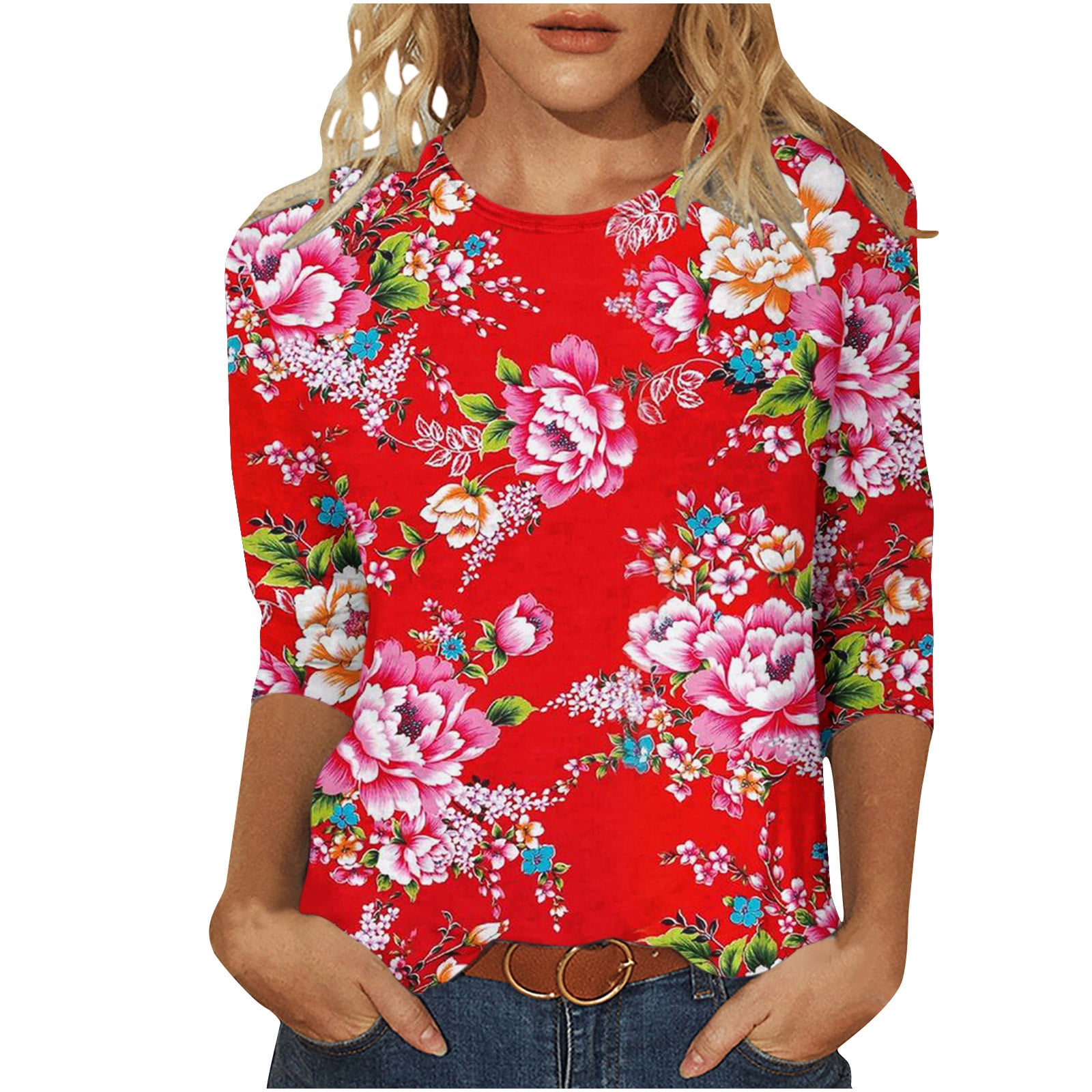 Oalirro Women 3/4 Sleeves Blouse New Years Shirts Women Chinese Style