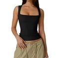 thumbnail image 1 of Oalirro Women Blouses Dressy Casual Women's Square Neck Sleeveless Double-Layer Tank Tops Basic Tight T Shirts, 1 of 5
