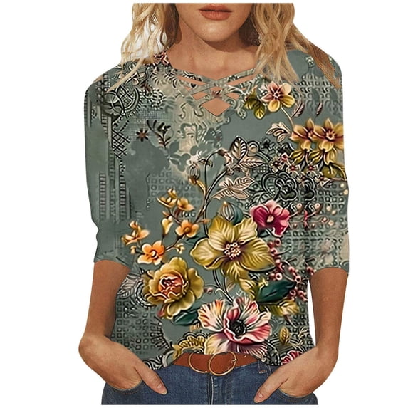 Oalirro Women Summer Tops Short Sleeve V Neck Criss Cross T-Shirts Tunic Casual Loose Soft Tee