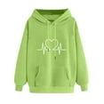thumbnail image 1 of Oalirro Women Valentine's Day HoodieGreen Graphic Love Heart Print Sweatshirt for WomenLong Sleeve PulloverXL, 1 of 4