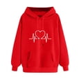 thumbnail image 1 of Oalirro Women Valentine's Day HoodieRed Graphic Love Heart Print Sweatshirt for WomenLong Sleeve PulloverL, 1 of 4
