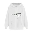 thumbnail image 1 of Oalirro Women Valentine's Day HoodieWhite Graphic Heart Print Sweatshirt for WomenLong Sleeve PulloverXXL, 1 of 4