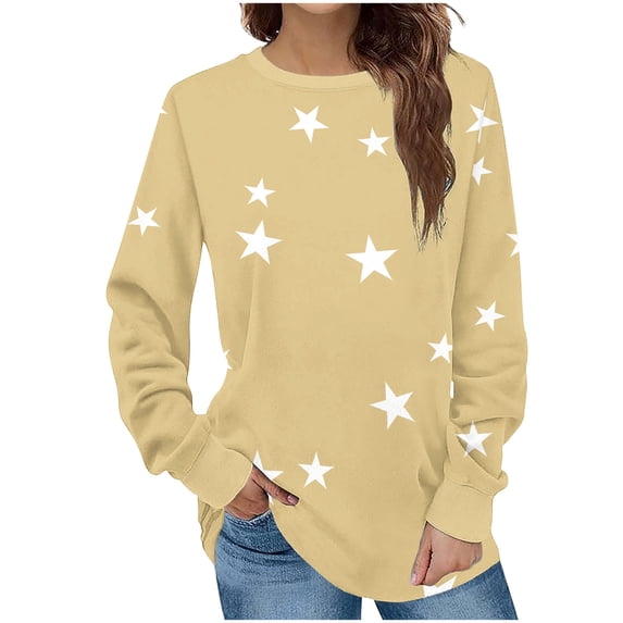 Oalirro Women's Autumn Winter Solid Round Neck Long Sleeve Tunic Top