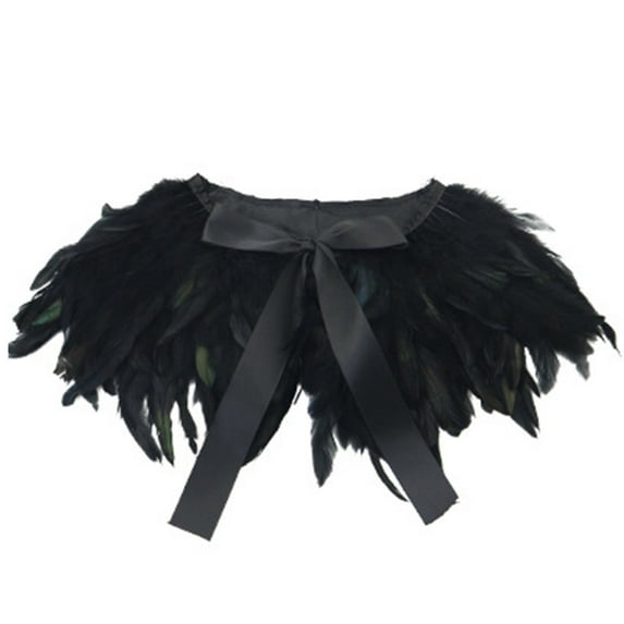 Oalirro Women's Carnival Cape for Party Performance Wear Fashion Fake Feather Gothic Shawl