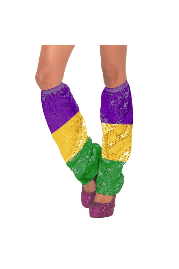 Women's Carnival Socks Sequins Leg Warmer Fashion 80s Dance Party Leg Sleeve Knee High Socks for Party Performance Wear