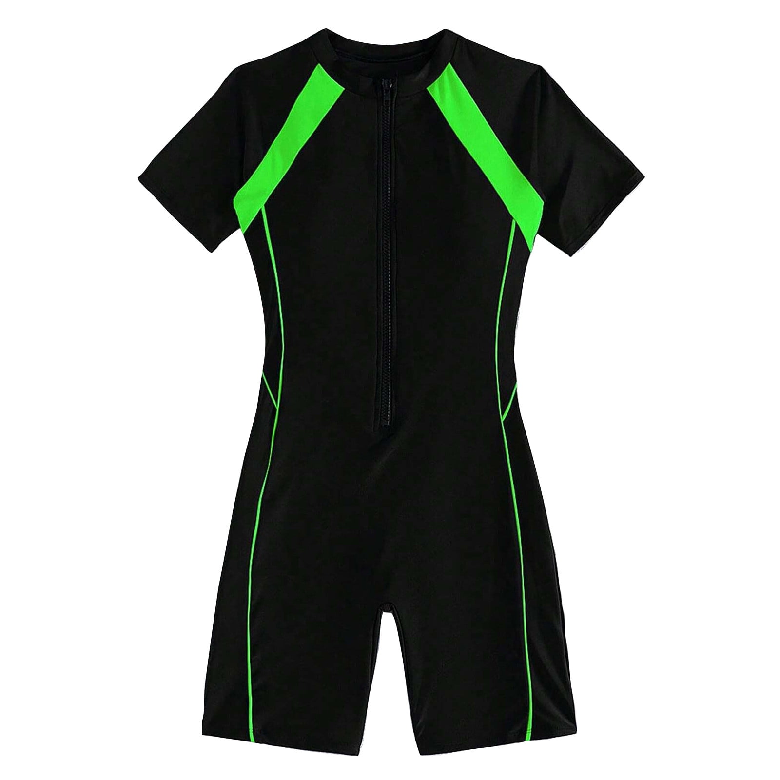 Oalirro Women's Colorblock Swimsuits Zipper Front Sport One Piece