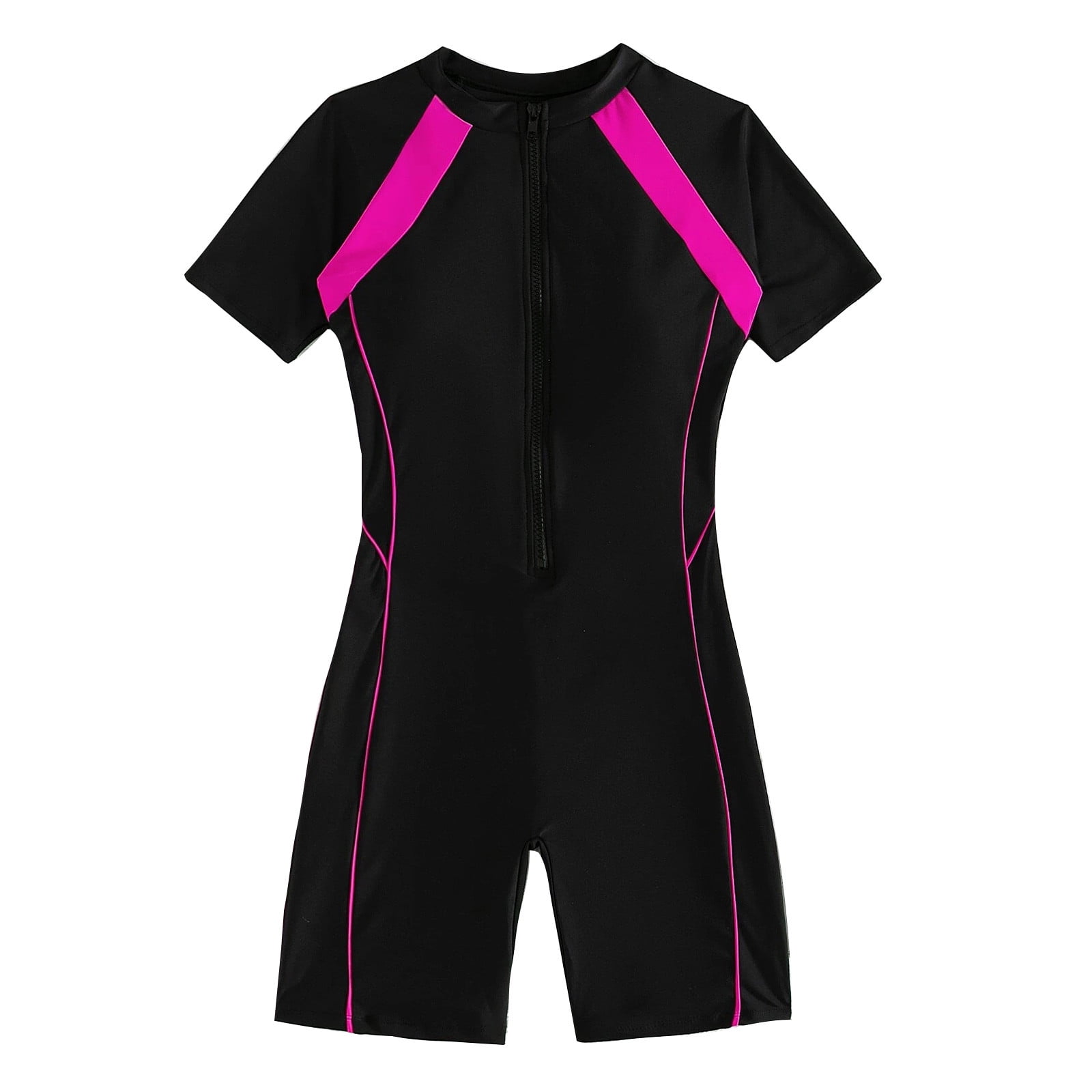 Oalirro Women's Colorblock Swimsuits Zipper Front Sport One Piece