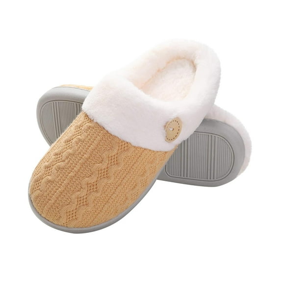 Oalirro Women's Comfy Faux Fur House Slipper Scuff Memory Foam Slip on Anti-Skid Sole