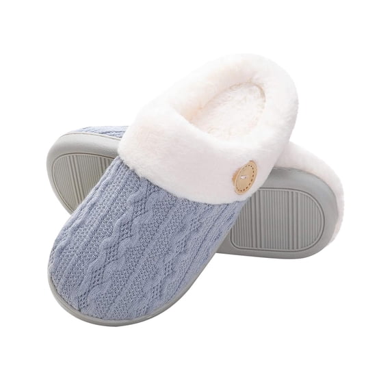 Oalirro Women's Comfy Faux Fur House Slipper Scuff Memory Foam Slip on Anti-Skid Sole