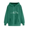 thumbnail image 1 of Oalirro Women's Heart Graphic Drawstring Hoodie Crew Neck 2024 New FashionValentine's Day PulloverArmy Green,L, 1 of 4