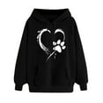 thumbnail image 1 of Oalirro Women's Heart Graphic Drawstring Hoodie Round Neck Cute Sweatshirt Comfy ActiveValentine's Day PulloverBlack,XXL, 1 of 6
