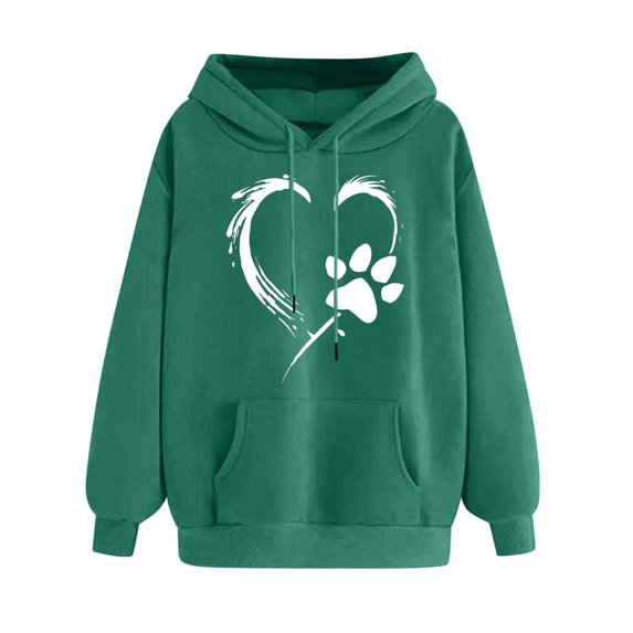 Oalirro Women's Heart Graphic Drawstring Hoodie Round Neck Cute Sweatshirt Comfy ActiveValentine's Day PulloverMint Green,XXL