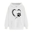 thumbnail image 1 of Oalirro Women's Heart Graphic Drawstring Hoodie Round Neck Cute Sweatshirt Comfy ActiveValentine's Day PulloverWhite,XL, 1 of 6