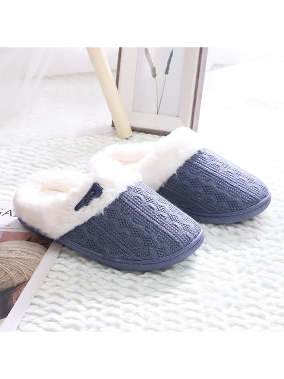 Women's Memory Foam Slippers Comfort Wool-Like Plush Fleece Lined House Shoes for Indoor & Outdoor
