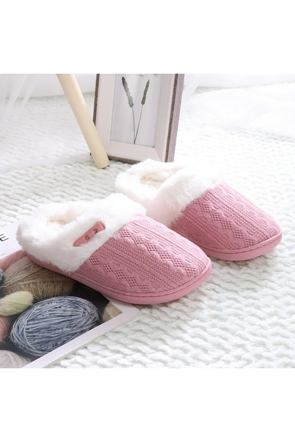 Women's Memory Foam Slippers Comfort Wool-Like Plush Fleece Lined House Shoes for Indoor & Outdoor