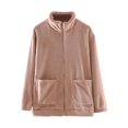 thumbnail image 1 of Oalirro Women's Pajamas Top Fleece Jacket Full-Zip Winter Solid Color Coat Outwear Sleepwear Home Clothes for Women, 1 of 3