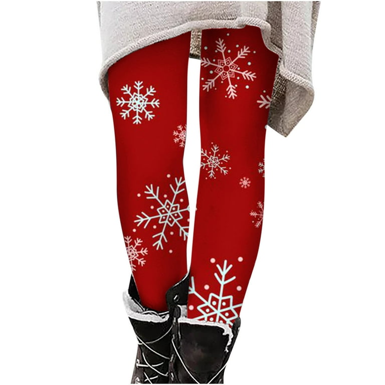 Oalirro Women's Pants Printed Shapermint Leggings High Waist Elastic Pants  Workout Christmas Petite Yoga Pants Red Pants 