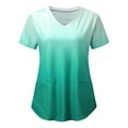 thumbnail image 1 of Oalirro Women's Short Sleeve V-Neck Blouse Working Uniform Printing Tops, 1 of 5