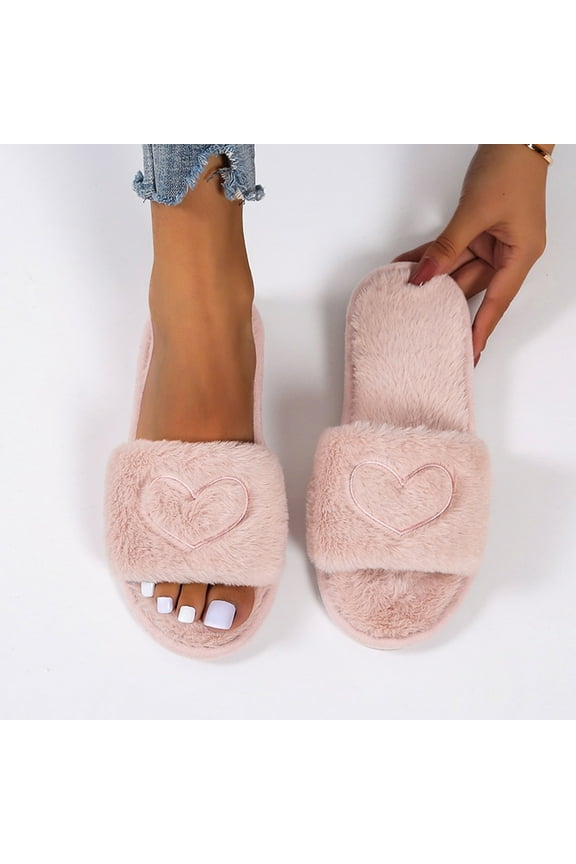 Women's Soft Plush Lightweight House Slippers Fuzzy Cross Band Slip on Open Toe Cozy Indoor Outdoor Slippers