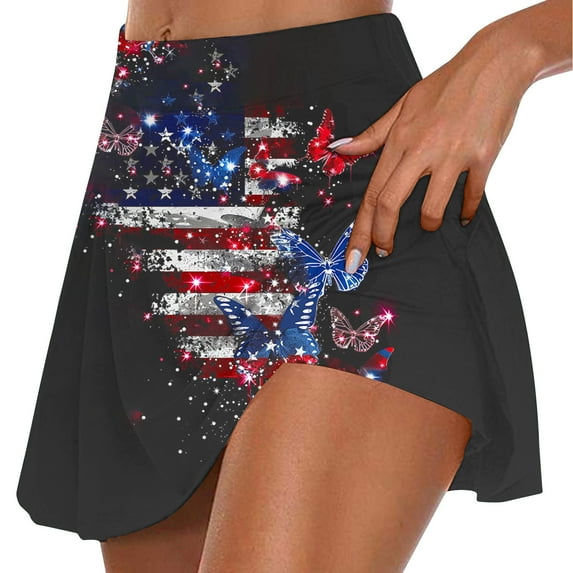 Oalirro Women's Summer Athletic Skorts - Stretchy Pleated Tennis Skirt with Built-in Shorts, Yoga Skirt, Fake Two-Piece Design for Sports & Casual Wear