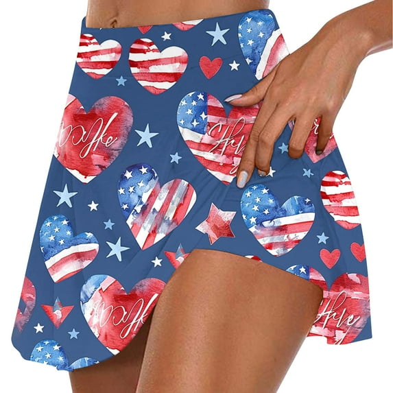 Oalirro Women's Summer Athletic Skorts - Stretchy Pleated Tennis Skirt with Built-in Shorts, Yoga Skirt, Fake Two-Piece Design for Sports & Casual Wear