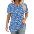 thumbnail image 1 of Oalirro Women's Summer Tops 2025 Trendy Fashion Short Sleeve Shirts Smocked Crewneck Tee Floral Casual Blouse, 1 of 6