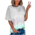 thumbnail image 1 of Yufatyle Women's Tie Dye T Shirts Short Sleeve Blouse Round Neck Shirts Casual Summer Tees Tops Gray,S-XXL, 1 of 6