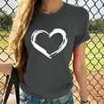thumbnail image 1 of Oalirro Women's Tops, Tees & Blouses Valentine's Day Gift Women Short Sleeves Heart-shaped Print Casual Tops Blouse T-shirt Gray, 1 of 4