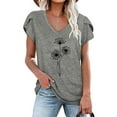 thumbnail image 1 of Oalirro Women's Tops, Tees & Blouses Women Blouses and Tops Fashion Fashion Women's Summer V-Neck Short Sleeve Print Casual T-shirt Blouse Gray, 1 of 4