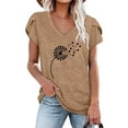 thumbnail image 1 of Oalirro Women's Tops, Tees & Blouses Women Blouses and Tops Fashion Fashion Women's Summer V-Neck Short Sleeve Print Casual T-shirt Blouse Khaki, 1 of 5