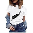 thumbnail image 1 of Oalirro Women's Tops, Tees & Blouses Women Tops and Blouses Women's Fashion Casual Printing O-Neck Loose Short Sleeve T-shirt Pullover Tops White, 1 of 7