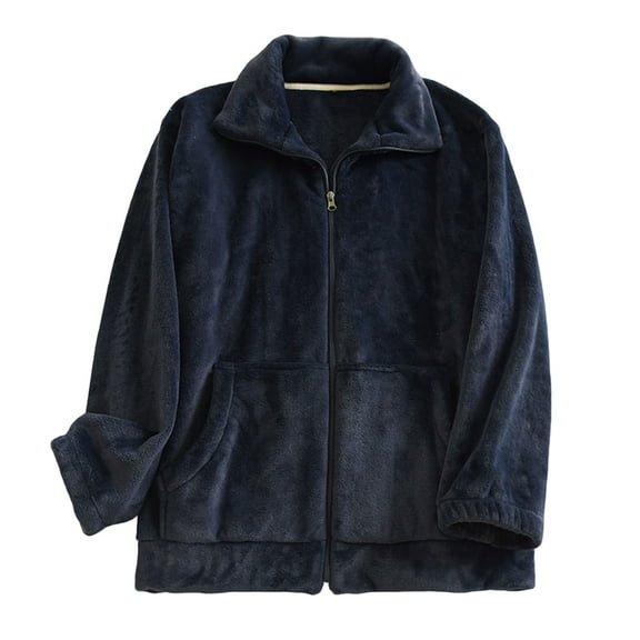 Oalirro Womens Loungewear Winter Solid Color Long Sleeve Fleece Hoodie Jacket Sleepwear Zip Up Winter Fall Coat Warm Homewear with Pockets