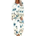 thumbnail image 1 of Oalirro Womens Pajamas Sets Casual Long Sleeve Top with Long Pants Homewear 2 Piece PJ Sets Sky Blue,S, 1 of 6