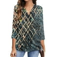 thumbnail image 1 of Oalirro Womens Summer 3/4 Sleeve V Neck Shirts for Women Ladies Floral Top, 1 of 5