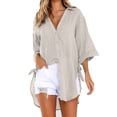 thumbnail image 1 of Oalirro Womens Tops Dressy Casual Womens Loose Button Long Shirt Dress Cotton Ladies Casual Tops T-Shirt Blouse, 1 of 5