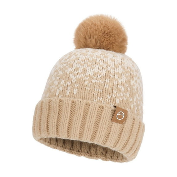 Oalirro Womens Winter Knitted Beanie Hat Christmas Gifts Warm Casual Outdoor Hats Fleece Lined Soft Trendy Ski Cap with Cute Pom Pom
