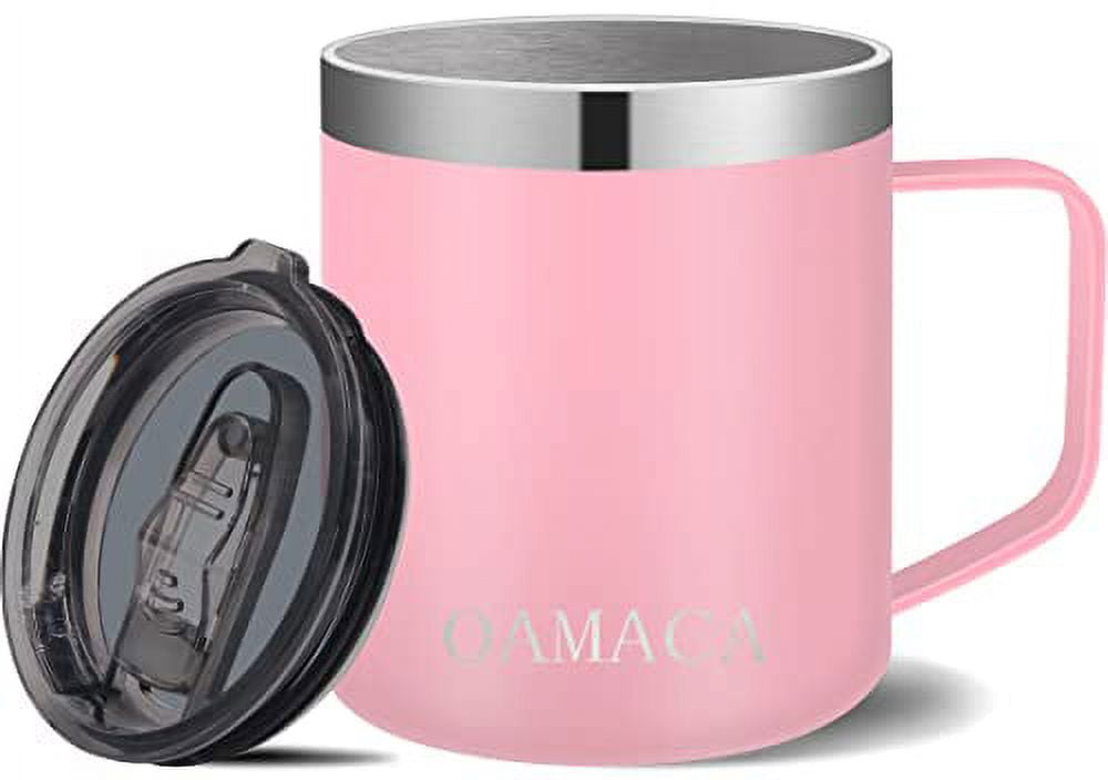 Oamaca 12OZ Coffee Mug with Lid, Vacuum Insulated Travel Tumbler with  Handle,Double Wall Stainless Steel Powder Coated Mug Cup,Spill-proof  Outdoor Thermos Cup for Hot & Cold Drinks 