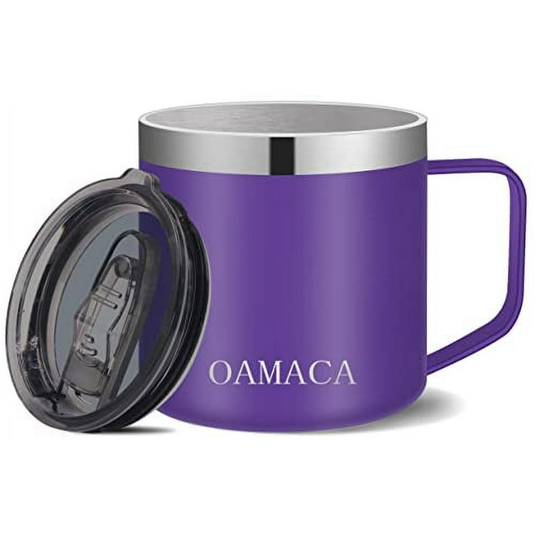 Oamaca 14OZ Coffee Mug with Lid, Vacuum Insulated Travel Tumbler with  Handle,Double Wall Stainless Steel Powder Coated Mug Cup,Spill-proof  Thermos Cup for Hot & Cold Drinks for Home Office 