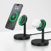Oandys 2 Pack 15W Fast Magnetic Wireless Charger Stand, Charging Station, Compatible with 18/17/16/15/14/13/12 Series, Black