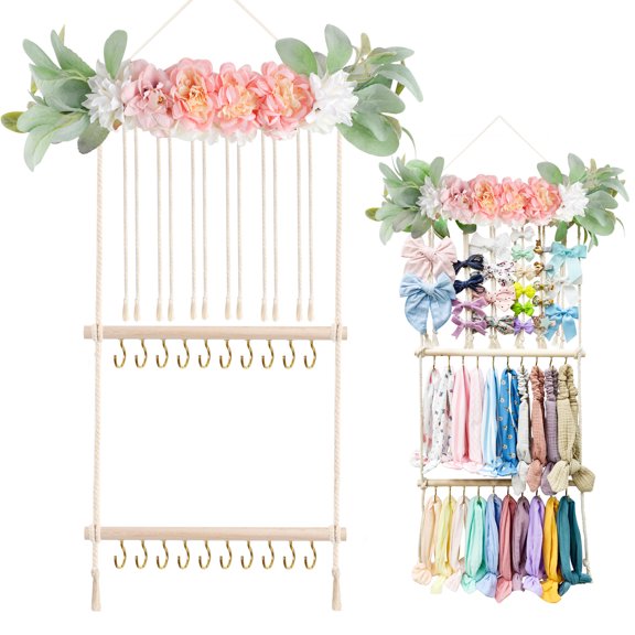 Oaoleer Headband Holder Hair Bows Organizer for Girls Hair Bow Organizer Hair Accessories Display Storage Wall Hanging Decor for Baby Nursery Toddler Girls Room