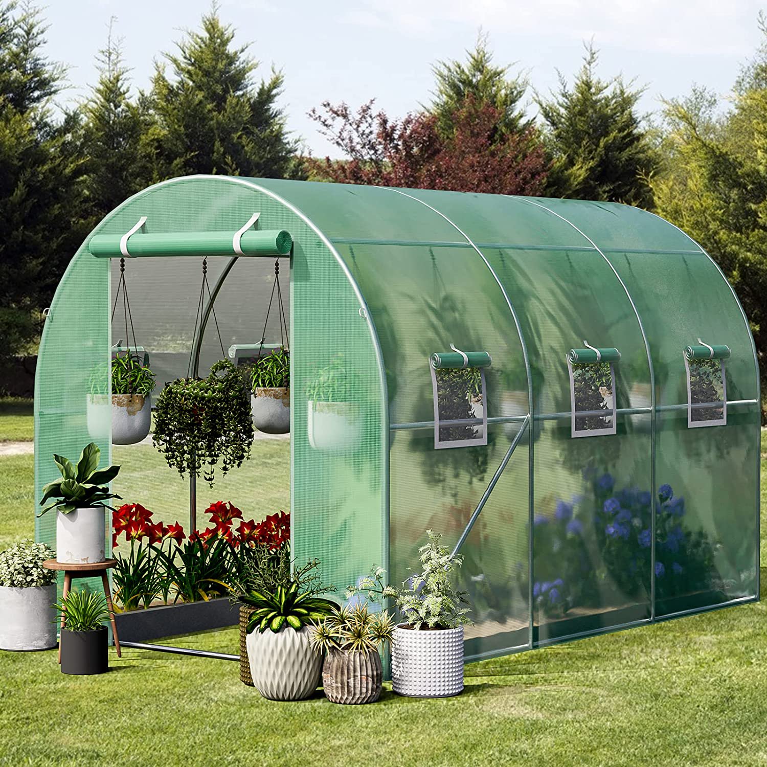 Oarlike Greenhouse for Outdoors 10x7x7FT Upgraded Large Hot House for Green  Garden Plant w/ Heavy Duty Galvanized Steel Frame Portable Walk-in Tunnel  Tent - Walmart.com