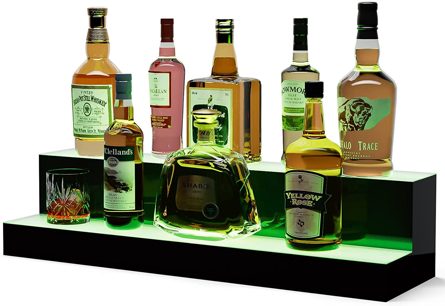 Oarlike LED Liquor Bottle Display Shelf 30 in 2 Step Acrylic Lighted ...