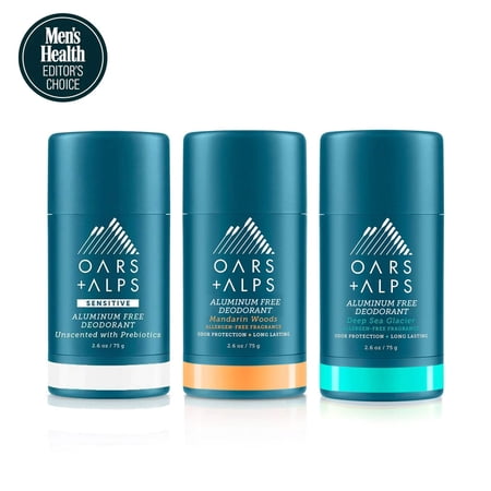 Oars + Alps Aluminum Free Deodorant for Men and Women, Dermatologist Tested, Travel Size, Variety, 3 Pack, 2.6 Oz Each