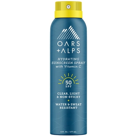Oars + Alps Hydrating Antioxidant Sunscreen Spray, SPF 50, Summer Splash Scent, 6 Oz