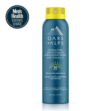 Oars + Alps Hydrating SPF 30 Sunscreen Spray, Infused with Vitamin C and Antioxidants, Water and Sweat Resistant, 6 Oz, 1 Pack