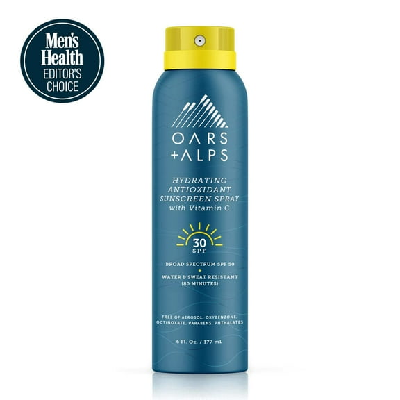 Oars + Alps Hydrating SPF 30 Sunscreen Spray, Infused with Vitamin C and Antioxidants, Water and Sweat Resistant, 6 Oz, 1 Pack