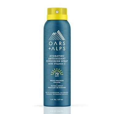 Oars + Alps Hydrating SPF 70 Sunscreen Spray, Infused with Vitamin C and Antioxidants, Water and Sweat Resistant, 6 Oz, 1 Pack
