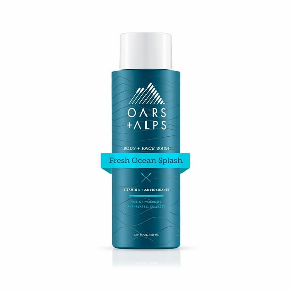 Oars + Alps Men's Moisturizing Body and Face Wash with Vitamin E and Antioxidants, Fresh Ocean Splash, 13.5oz