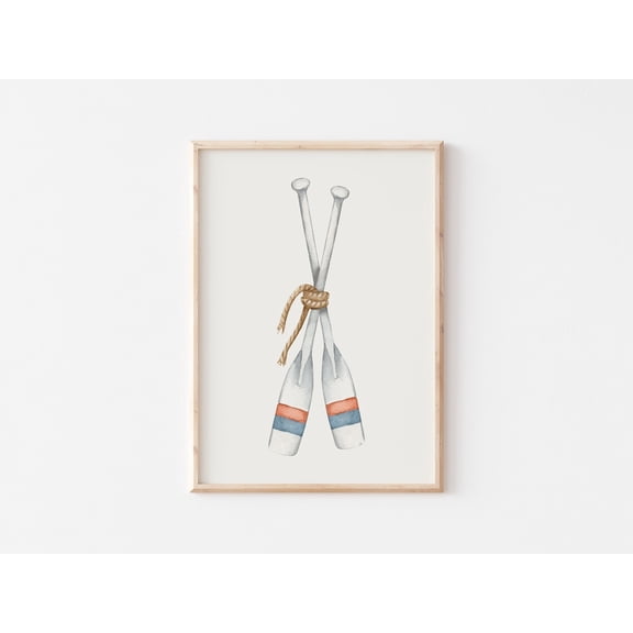 Oars Poster, Modern Coastal Poster, Nautical Nursery Decor, Summer, Lake House Decor, Neutral Coastal,, Unframed Poster Size 8x12